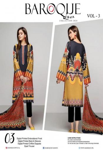 Baroque Lawn vol 3 Lawn Cotton Pakistani Suits