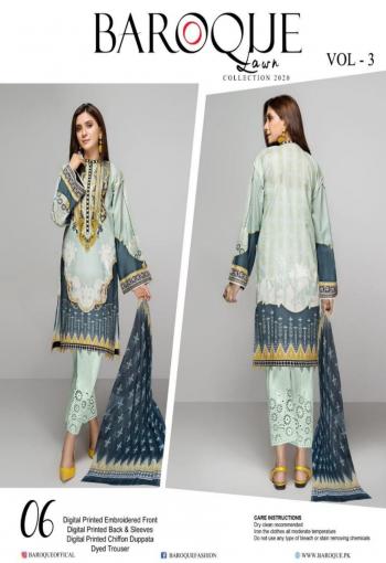 Baroque Lawn vol 3 Lawn Cotton Pakistani Suits