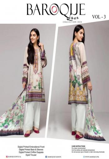 Baroque Lawn vol 3 Lawn Cotton Pakistani Suits