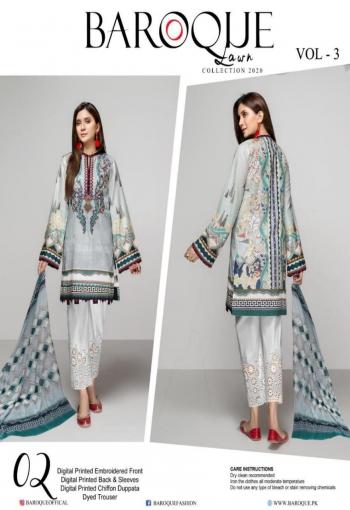 Baroque Lawn vol 3 Lawn Cotton Pakistani Suits