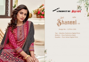 Bipson Shaneel vol 3 Pashmina salwar Kameez wholesaler