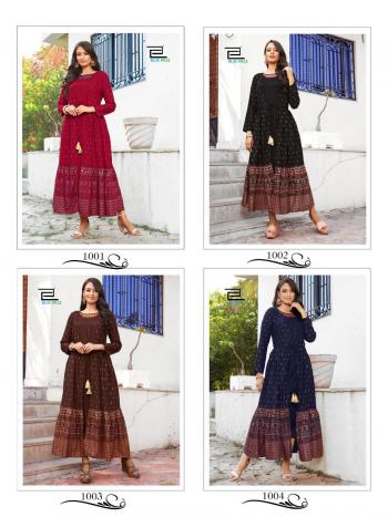 Blue Hills Ace Rayon Long Party wear kurtis wholesaler