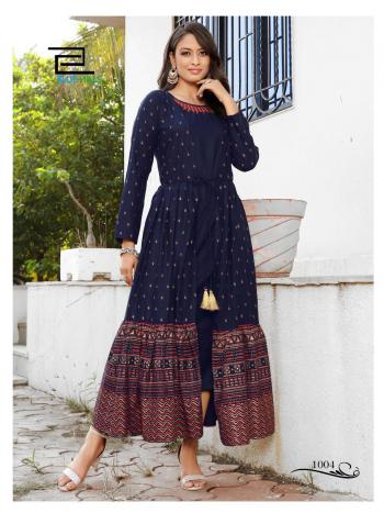 Blue Hills Ace Rayon Long Party wear kurtis wholesaler