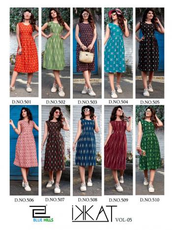 Blue Hills Ikkat vol 5 Rayon Ikkat print Kurtis wholesaler