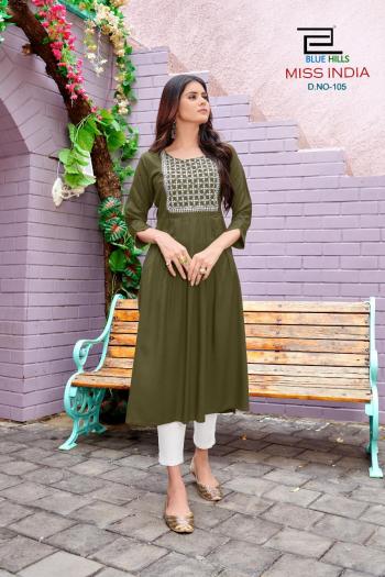 Blue Hills Miss India vol 1 Rayon kurtis wholesaler