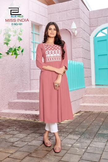 Blue Hills Miss India vol 1 Rayon kurtis wholesaler