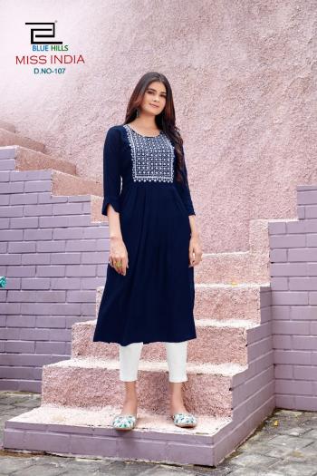 Blue Hills Miss India vol 1 Rayon kurtis wholesaler