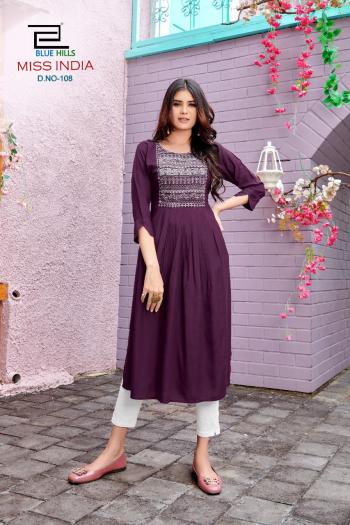 Blue Hills Miss India vol 1 Rayon kurtis wholesaler