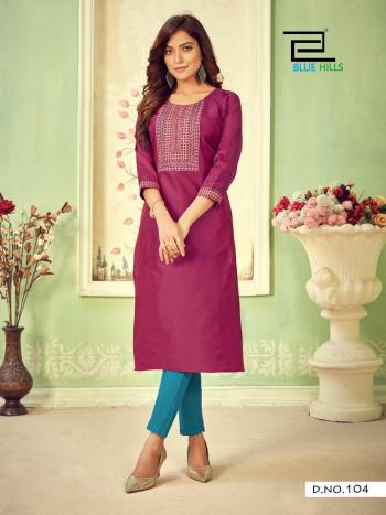 Blue Hills Solid vol 3 Cotton Embroidered kurtis wholesaler