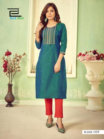 Blue Hills Solid vol 3 Cotton Embroidered kurtis wholesaler