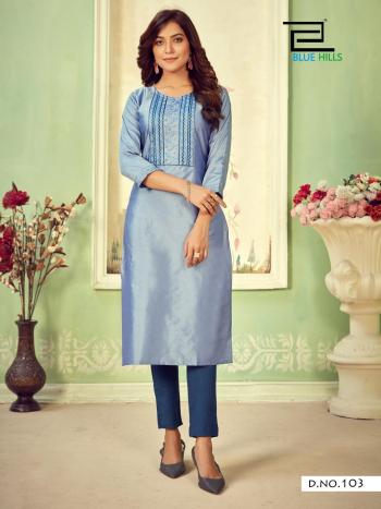 Blue Hills Solid vol 3 Cotton Embroidered kurtis wholesaler