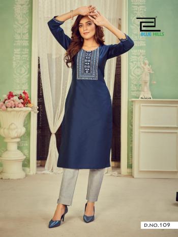 Blue Hills Solid vol 3 Cotton Embroidered kurtis wholesaler