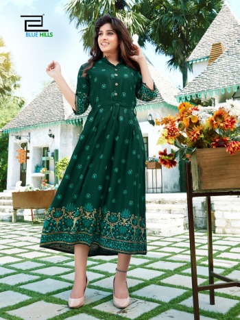 Blue Hills V Desi Rayon Party wear kurtis wholesaler