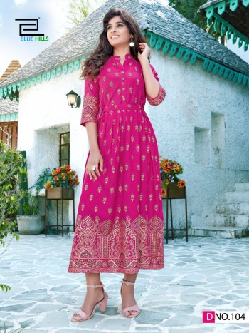 Blue Hills V Desi Rayon Party wear kurtis wholesaler