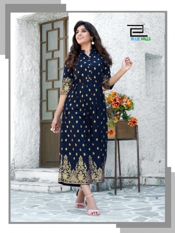 Blue Hills V Desi Rayon Party wear kurtis wholesaler