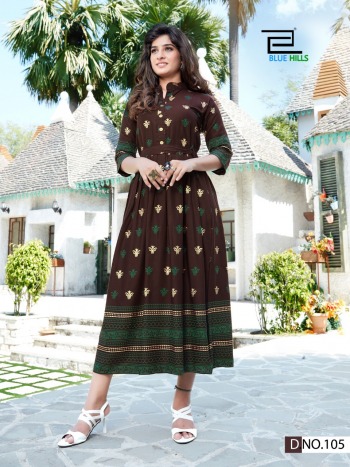 Blue Hills V Desi Rayon Party wear kurtis wholesaler