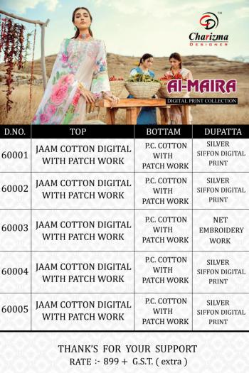 Charizma Al Maira Pakistani Suits catalog wholesaler