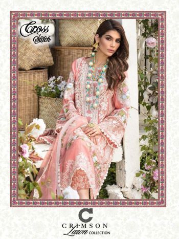 Crimosn Cross Stitch Pakistani Suits wholesaler