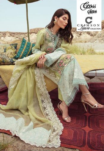 Crimosn Cross Stitch Pakistani Suits wholesaler