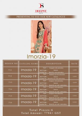 Deepsy Imorzia vol 19 Pakistani Suits catalog wholesaler