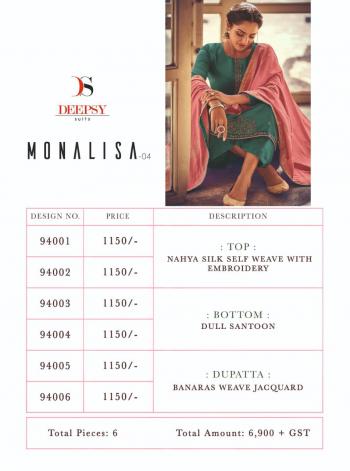 Deepsy Monalisa vol 4 Nahya Silk Salwar Kameez wholesaler