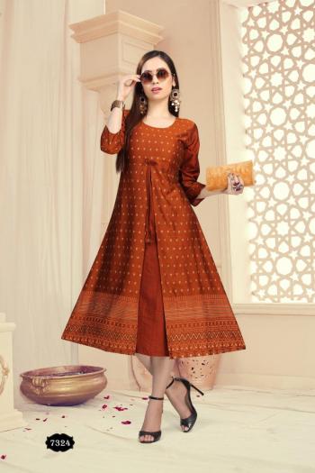 Fashion Talk dolly Rayon Gold Print kurtis catalog wholesaler