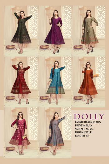 Fashion Talk dolly Rayon Gold Print kurtis catalog wholesaler