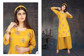 Fashion Talk Fusion Rayon kurtis with Palazzo wholesaler