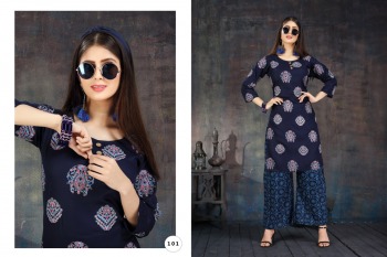 Fashion Talk Fusion Rayon kurtis with Palazzo wholesaler