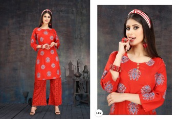 Fashion Talk Fusion Rayon kurtis with Palazzo wholesaler