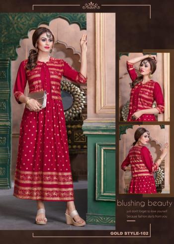 Fashion Talk Gold Style Rayon Party wear kurtis wholesaler