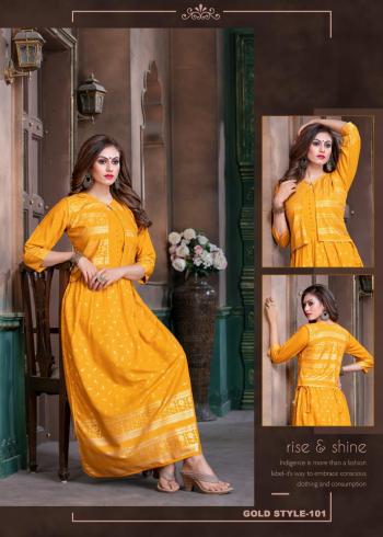 Fashion Talk Gold Style Rayon Party wear kurtis wholesaler