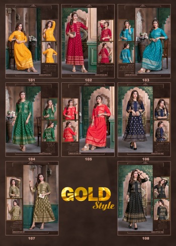 Fashion Talk Gold Style Rayon Party wear kurtis wholesaler