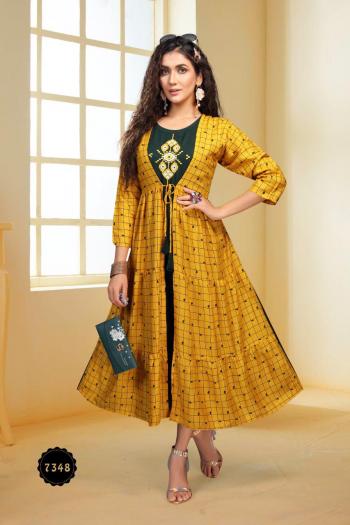 Fashion Talk Peacock Rayon Party wear Kurtis wholesaler