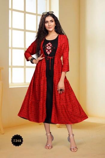 Fashion Talk Peacock Rayon Party wear Kurtis wholesaler