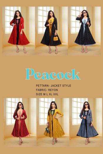 Fashion Talk Peacock Rayon Party wear Kurtis wholesaler