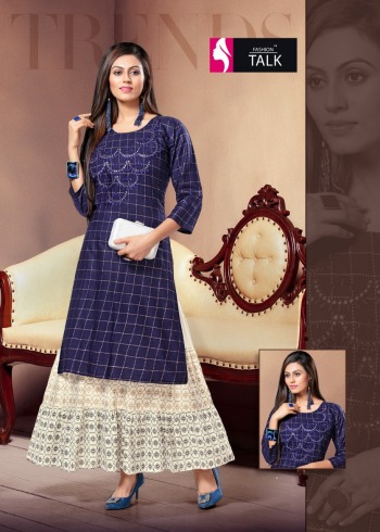 Fashion talk Style New Rayon Gota Pati work kurtis with Skirt