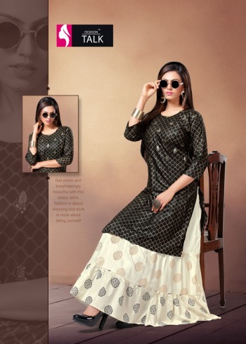 Fashion talk Style New Rayon Gota Pati work kurtis with Skirt