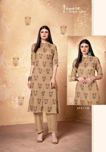 Feminista Westside Linen kurtis with pant catalog wholesaler