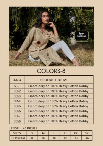 Four Button Colours vol 8 Cotton kurtis wholesaler