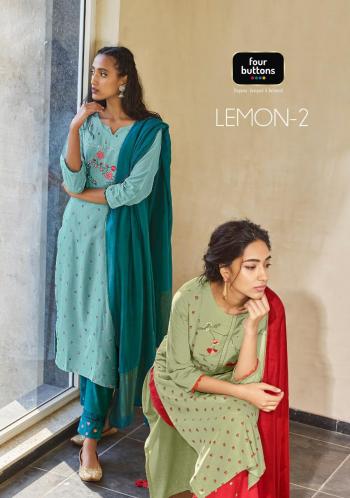 Four Button Lemon vol 2 kurtis with pant and Dupatta catalog wholesaler