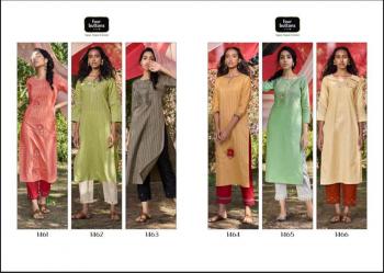 Four Button peach Cotton kurtis with pant catalog wholesaler