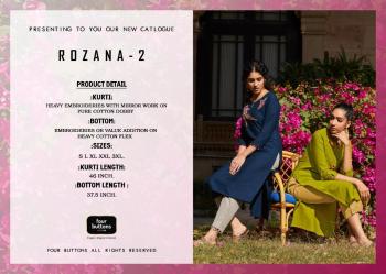 Four Button Rozana vol 2 kurtis with Palazzo Wholesaler