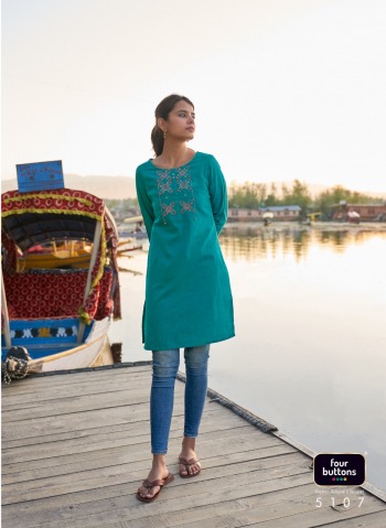 Four Button Tulip vol 2 Cotton embroidered kurtis wholesaler