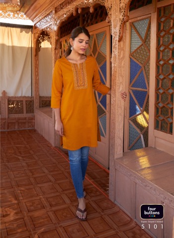 Four Button Tulip vol 2 Cotton embroidered kurtis wholesaler