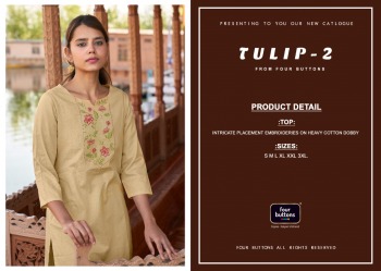 Four Button Tulip vol 2 Cotton embroidered kurtis wholesaler