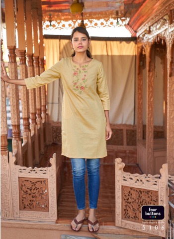 Four Button Tulip vol 2 Cotton embroidered kurtis wholesaler