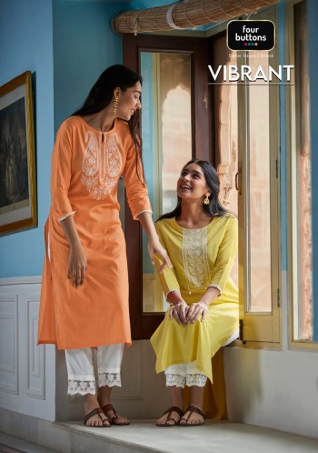 Four button Vibrant Lakhnavi kurti with pant wholesale price