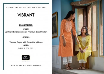 Four button Vibrant Lakhnavi kurti with pant wholesale price