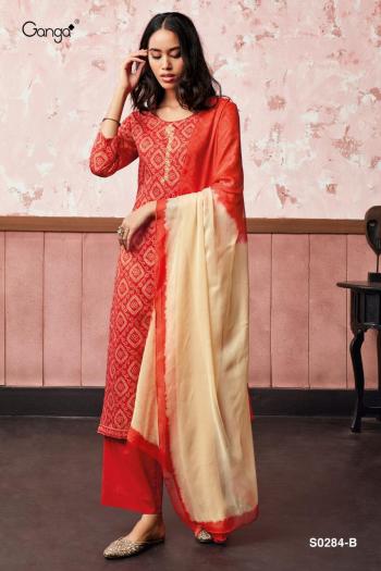 Ganga Misty Cotton Satin Mirror Work Suits wholesaler